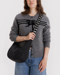 Popper Strap Medium Nylon Crescent Bag