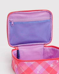 Pink Star Plaid Small Cosmetic Case