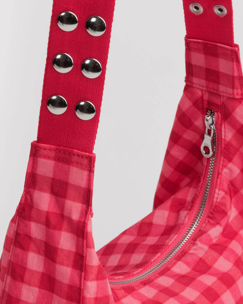 Popper Strap Medium Nylon Crescent Bag