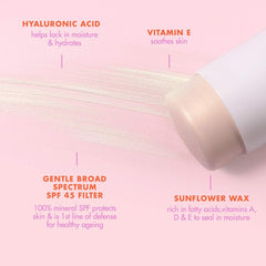 The Shimmer One SPF 45 Face and Body Mineral Glow Stick with Hyaluronic Acid