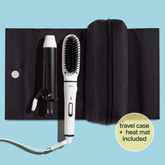 Mini Interchangeable 2-in-1 Hair Straightener Brush and Curling Iron