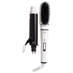 Mini Interchangeable 2-in-1 Hair Straightener Brush and Curling Iron