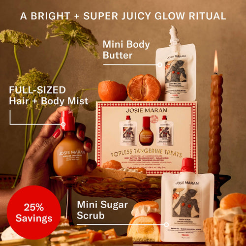 Topless Tangerine Treats Body Butter, Fragrance Mist, Sugar Scrub Gift Set