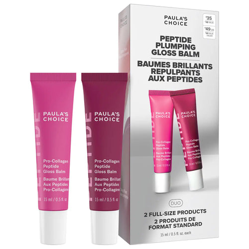 Peptide Plumping Gloss Balm Duo Gift Set for Hydrated, Fuller Lips