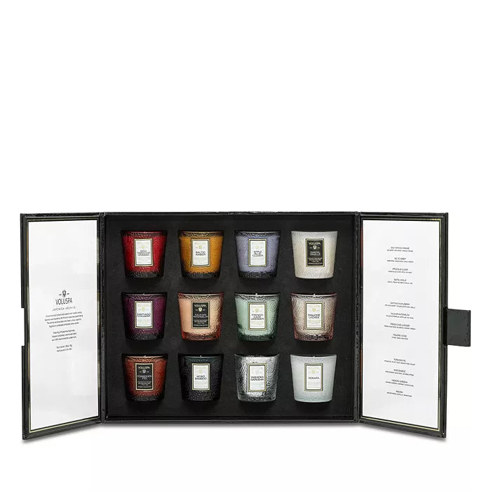 Voluspa - Japonica Archive 12 Embossed Glass Candles Gift Set